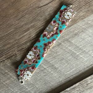 Peony flower cuff bracelet handmade